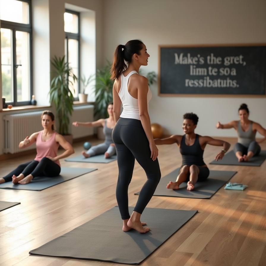 Pilates class with instructor